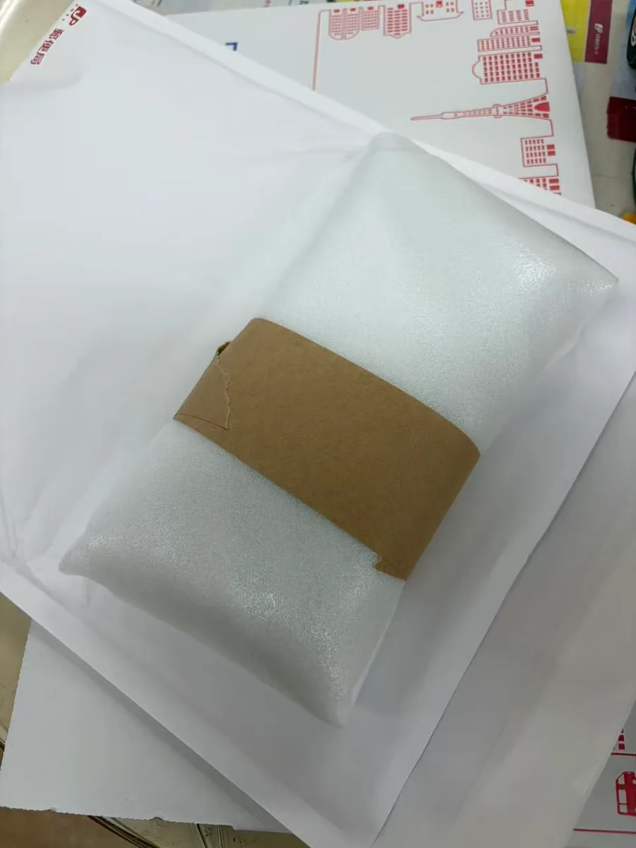September 2026: the recovered phone in protective wrapping for its journey to Canada.